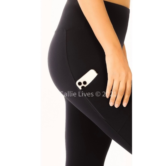 New! Plus Size Black Cotton Wide Waist Cellphone Leggings - Picture 7 of 7